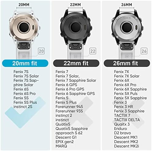 дамски въжета lepmok 3 в опаковка за Garmin Fenix 7S, силиконов каучук Quickfit 20 мм за умни часовници на Garmin Fenix 6S, Fenix 5S