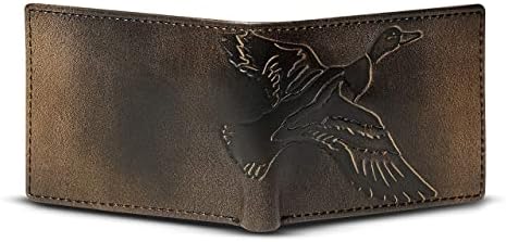 Мъжки портфейл HoJ Co. DUCK Bifold |Портфейл от естествена кожа с ръчно полирани | За спортист на открито | Мъжки Тънък портфейл|Подарък за Ловец на патици