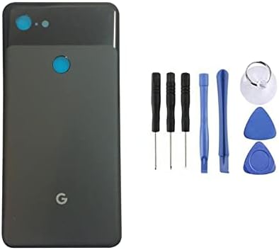 Подмяна на задния капак на батерията Slimall за Google Pixel 3 5,5 G013A, Стъклена Задната част на вратата на достъпа на корпуса за Pixel 3 G013A (без обектив и пръстови отпечатъци), черен