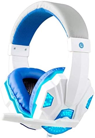 Гласово Дистанционно управление с микрофон 3,5 mm Слушалки за игри на Слушалки Gamer Стерео Слот слушалки с микрофон Led Бяло и синьо YANG1MN (Цвят: черен и син)