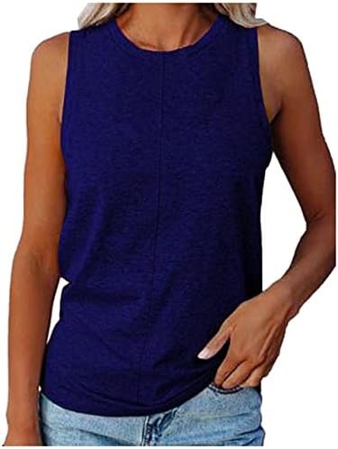 Дамски Блузи на бретелях с кръгло деколте Свободно, Намаляване, Летни Блузи, Базова Риза на Бретелях, Обикновена Ежедневни Спортни Блузи Без Ръкави