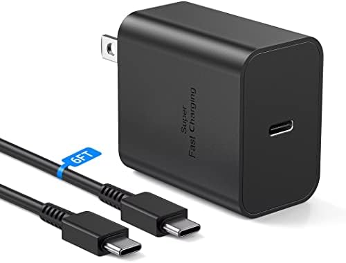 45 W Супер Бързо Зареждане на USB Type C Зарядно устройство за Samsung Galaxy S23 Ultra/S23/S23 +/S22 Ultra/S22 +/S22/Note 10/Note 20/S20/S21/S10, Galaxy Tab S7/S8 Ultra Galaxy A, PPS Зарядно устройство и 6-крак кабел C