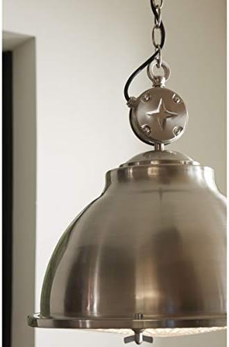 Колекция от Медали 1-Лесен Крайбрежен Окачен Лампа От Прозрачен Узорчатого Стъкла с Матиран Никел
