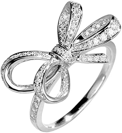 Сребърен пръстен с кубическим цирконием, модно дамско годежен пръстен с бриллиантовым лък, бижута, подаръци