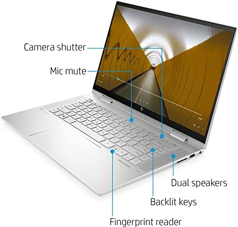 Лаптоп HP Envy X360 2-в-1 2022, сензорен екран 15,6 FHD IPS, четириядрен процесор Intel i5-1135G7, графика Iris Xe, 16 GB DDR4 1 TB SSD, Type-C, Thunderbolt 4, Wi-Fi, 6, KB с подсветка, Windows 10 Home, 32 GB USB