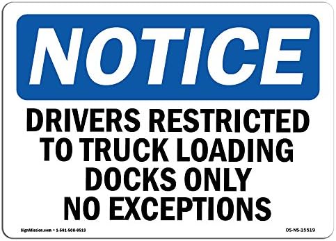 Предупредителни знаци OSHA - уведомява за тях водачи, на които е забранено да влизат на рампа за площадка за камиони | Vinyl стикер-стикер | Защитете вашия бизнес, Работна