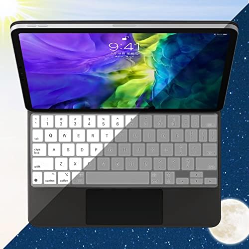 Силиконов калъф за клавиатура-Cover клавиатура за iPad Pro 11 Инча Magic Keyboard (4-то поколение)-Защитно фолио за клавиатура (Бял)