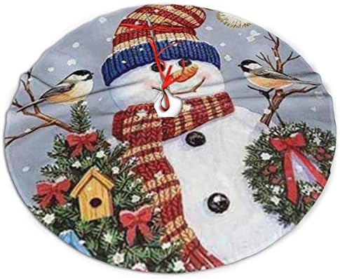 LVeShop Снежен човек Коледно Дърво Пола за Коледно Луксозна Кръгла Подложка За вътрешна и Външна Употреба Селски Празнични Украси Коледна Елха（30/36/48 Три размера）
