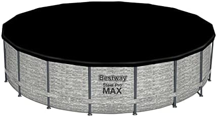 Комплект за басейн Bestway Steel Pro MAX 18' x 48 Кръг Надземен | Каркасный басейн Swmiming с реалистичен модел от камък | Включва Филтър помпа с капацитет от 1500 литра, 48-инчов стълбата и 18-инчов покритие за басейн
