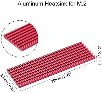 комплект алуминиеви радиатори uxcell Сребрист цвят 70x22x3 мм, с Две Силиконови термопластичными подложки за M. 2, за SSD-диск 2280