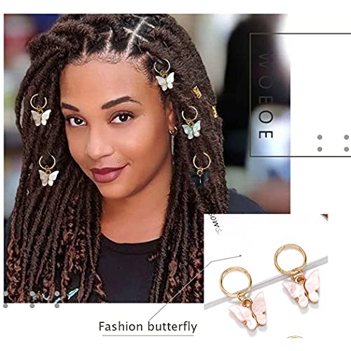 Woeoe Африканска кутия, скоба за кос, златни пръстени за коса, бижута, аксесоари с дредами-пеперуди за жени и момичета (5 бр)