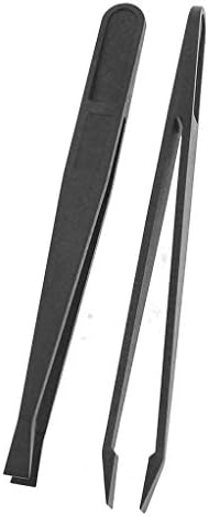 Популярният ръчни инструменти, 5x, черен пластмасов за многократна употреба пинсети с плосък връх, антистатични пинсети с дължина 12 см, професионален дизайн