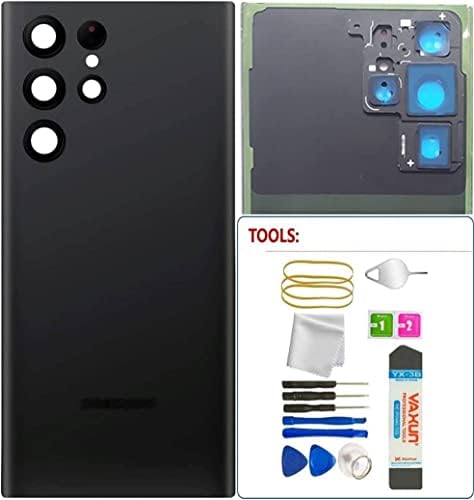Подмяна на задното стъкло s22 Ultra рамка на камерата за Samsung Galaxy S22 Ultra (Phantom Black)