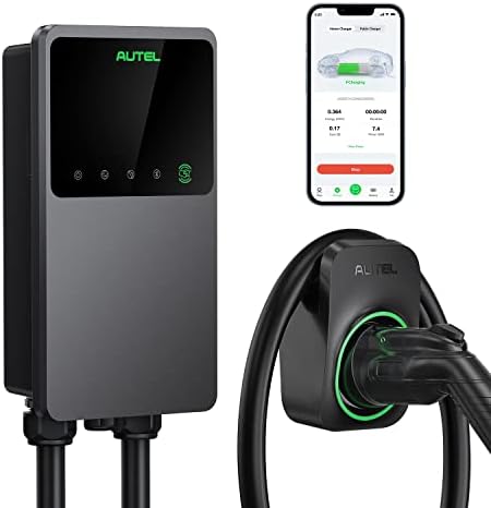 Зарядно устройство Autel MaxiCharger за домашно электромобиля (EV) мощност до 40 Ампера, 240, EVSE с поддръжка на Wi-Fi и Bluetooth 2-ро ниво, щепсел NEMA 14-50, за стая / улица, 25-крак кабел с отделен калъф, тъмно