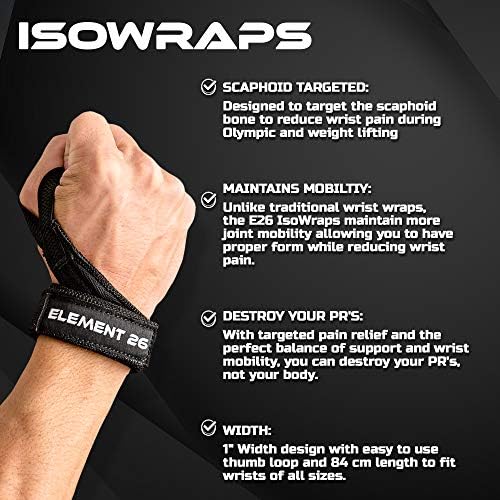 Елемент на 26 IsoWraps Scaph Тайна за китката за по-тренировки, вдигане на тежести, олимпийски вдигане на тежести - Тайна за мъже и жени - Бандажи за подкрепа на китките с подвижност - Тайна Scaph за лодковиден