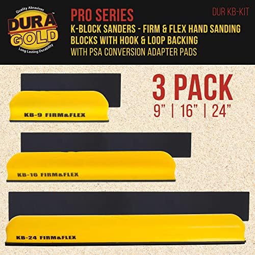 Набор от ръчни шлифовъчни машини блокове Dura-Gold Pro серията K-Block Firm & Flex с подплата под формата на куки и примки, адаптер PSA и валяк шкурка шкурка 40
