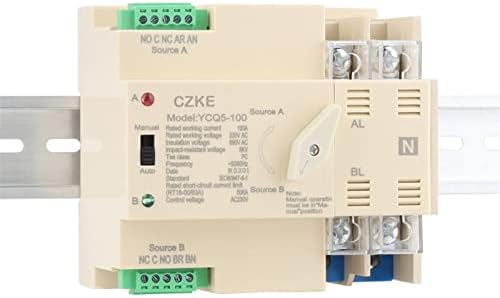 SNKB YCQ5-100 2P Автоматичен превключвател предаване на Din-шина 50/60 Hz 63A/100A ac 220 В от фотоволтаична система ATS до градската електрическа мрежа (Цвят: YCQ5-100-2P размер: 63A)