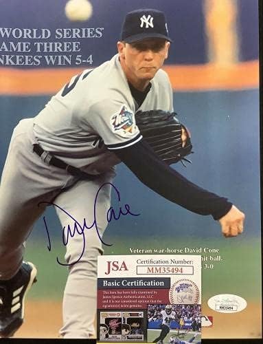 Дейвид Коун, Подписано Снимка 8x10 Бейзбол Ню Йорк Янкис Метс С Автограф CY WSC JSA 2 - Снимки на MLB С автограф