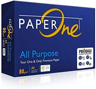 Хартия за копиране PaperOne High White, Universal, формат А4, (500 Листа х 5 книги), 2500 Листа, 0,004 инча (0,11 мм), Съвместим с двустранен печат