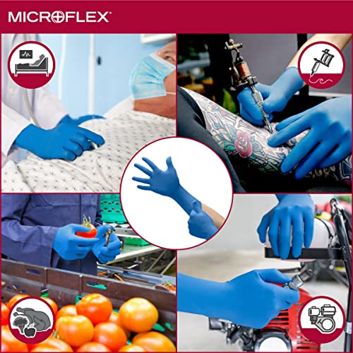Еднократни Латексови ръкавици Microflex SafeGrip SG-375 повишена дебелина, за естествени науки, Автомобилни с текстурированными с върха на пръстите (Кутия (50), XL)