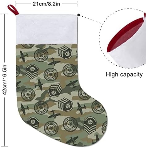 Военни Значки С Шарени Коледни Чорапи, Коледни Чорапи Чанта За Дома Семеен Коледен Декор