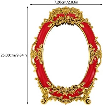 Страхотно Стенно Огледало За Грим 2 елемента Старинни Огледала За Сватбен Грим за Булки Овални Огледала Настолни Огледала Червено Стенно Огледало за Суета