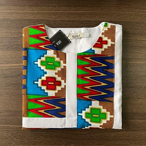 Мъжки Африкански Комплект от 2 теми, Костюм Дашики, Традиционна Риза с дълъг ръкав и Панталони, Спортно облекло