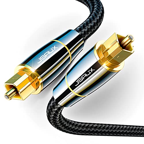 Цифров Оптичен аудио кабел Toslink JSAUX 6 ФУТА, [24 ДО Позлатени, сверхпрочный] Оптичен кабел между фоно свещи, съвместим с аудио панел, телевизор, PS4, Xbox, система за домашно кино Samsung...