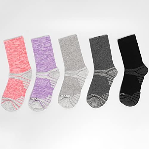 Дамски чорапи за разходки YUEDGE, Абсорбиращи Влагата Памучни Чорапи с мека Подплата за по-спортно Екипажа, Дамски Размери 6-11, 5 чифта/опаковане.