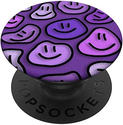 естетичен лавандово-лилав течен вихрушка, drippy с усмихнато лице, PopSockets С възможност за смяна на PopGrip