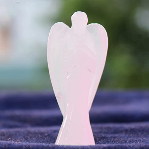 2 инча Натурален Скъпоценен камък е Ангел-Пазител на Ръчно изработени Извит| 15 места| Скъпоценни Камъни Crystal Молитвен Ангел| Защита на дома | Джоб Кристал Ангел (Аметист + Розов кварц)