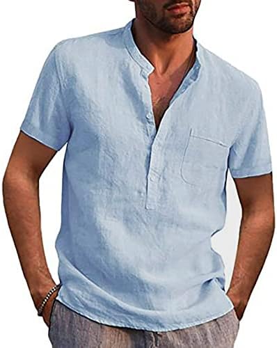 Ленени Ризи за Мъже, Дизайнерски Летни Мъжки Ежедневни Памук, Ленени Обикновена Риза с Дълъг Ръкав, широки Ризи с яка-часова
