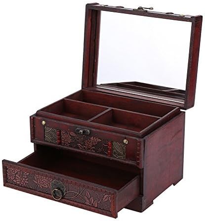Ковчег за бижута Brino, 1 бр. Класическа Дървена Кутия За Съхранение на Карти за Бижута, една Чанта-Органайзер за Сандъка с Огледало