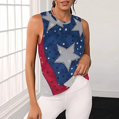 c0lt0ps 2023 Женски Върховете на Бретелях 4 юли, Тениска с Флага на Лента, със Звездите, на върха на Деня на Независимостта, Лятна Къса Риза Без Ръкави