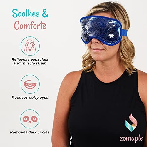 Zomaple Охлаждаща маска за очи - Компрес със студен и горещ гел за облекчаване на напрежението в мускулите, отоци под очите, за облекчаване на главоболие, тъмни кръгове, сухота в очите на налягането в синусите на носа
