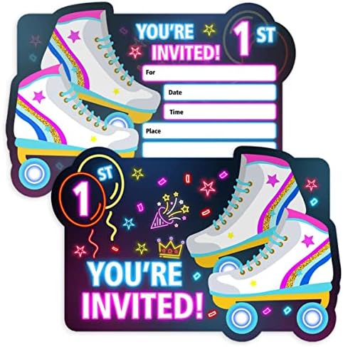 Покани за Рожден Ден Simimi art 1st Roller Skate - 30 Безплатни картички с Конвертами
