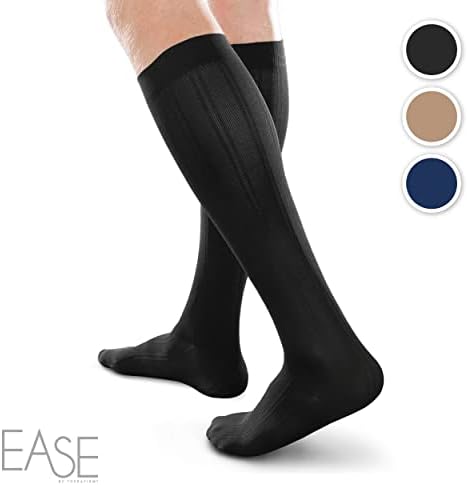 Леки матови мъжки брючные чорапи с умерена компресия (20-30 мм hg.ст.) (тъмно синьо, средно къси)