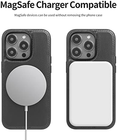 Чанта-портфейл NZN за iPhone 14 Pro, Естествена кожа, Калъф с държач за карти, Foldout калъф за мобилен телефон 2 в 1 за жените и мъжете [Заключване на RFID], вътрешна обвивка от TPU с MagSafe, Корица-фолио (6,1 инча)