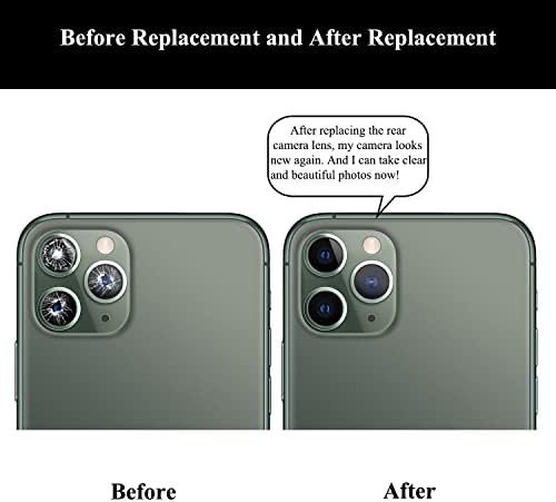 LOZOP 2 комплекта от Смяна на стъкло на обектива на задната камера с предварително зададена лепило Съвместимост с iPhone 11 Pro/11 Pro Max (3 бр./компл.) с инструменти за ремонт и ръководството за инсталиране