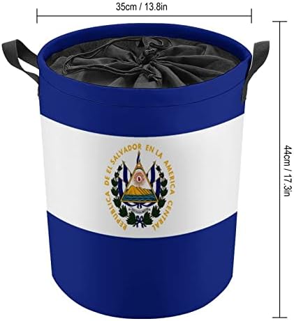 Кошница за дрехи с Дръжки под Флаг на Салвадор, Водоустойчив Сгъваема Кръгла Кошница За Дрехи На съвсем малък, Органайзер За Съхранение