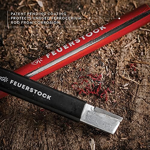 Средство за оцеляване в условията на къмпинг Feuerstock fire starter, ударни прът от желязо, волфрамов с пълно изземване, устройство за стартиране на огъня със собственика на червено защитно покритие, разбрасывающее