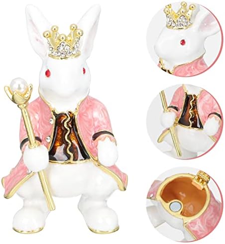 Alipis Великден Короната Бъни Rabbit Кутия за Украшения Великден в Ковчег За Бижута Метална Кутия за Украшения Кутия за Украшения: Великден