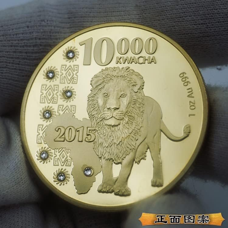 Африканска Замбия Възпоменателни Монети Диамантена Лъв Златни Монети Диви Животни на Африканския Лъв Възпоменателни Монети Монети в Чуждестранна валута
