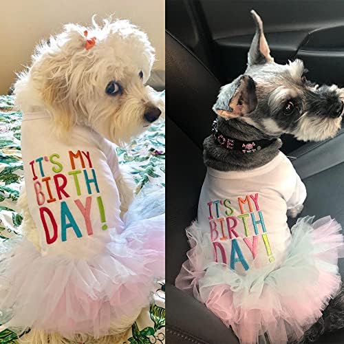 Рокля-пакет за рождения Ден на кучето, Дрехи за малките Кученца, Облекло за парти в чест на рождения Ден на Чихуахуа, йоркширски Териери за момичета (Средни, на рожден Ден)