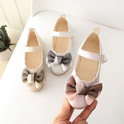 Обувки за Малки момичета; Сватбени обувки на Мери Джейн за шаферките; Обувки Принцеса с цветовете на Нисък ток за Учебната партита; Сватбени обувки (Бели, 4-4,5 години)