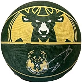 Giannis Антетокунмпо Подписа Баскетболен логото на Милуоки Бъкс JSA - Баскетболни топки с автографи