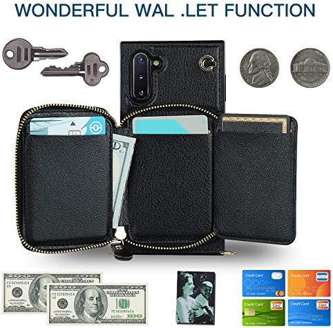 Чанта-портфейл по рамото за Samsung Galaxy Note 10, Чанта-портфейл за телефон с държач за карти, Поставка, Магнитна закопчалка, в Чантата си за телефон с цип, Лента