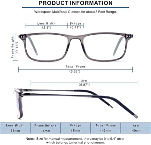 Чувствате Изключително леки прогресивно многофокусные очила за четене Мъжки, алуминиева дограма Skyoak Arm TR90, Блокер синя светлина Мультифокальные компютърни ридеры, Пружинни панти, без линия (за средния и близкия