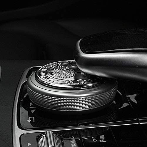 MAXDOOL Вътрешен Автоматично Стартиране на Двигателя с Бутон за Запалване Дръжки Етикети за Ключове с Емблемата на Аксесоари Сребрист Цвят, Съвместими за Mercedes Benz AMG A B E CLA GLE ML GL Class (35 мм Капак на стартера