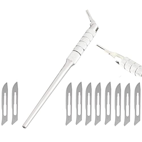 Кръгла Регулируема 7-Позиционна дръжка за скалпел O. R. Grade 4 + 10 стерилни остриета 20 (марка ODM)
